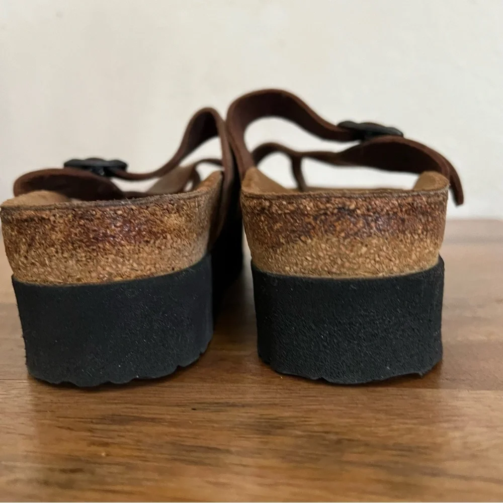 Naot Tahoe Thong Dark Brown Leather Platform Sandal Size 7-7.5 US - Picture 5 of 11